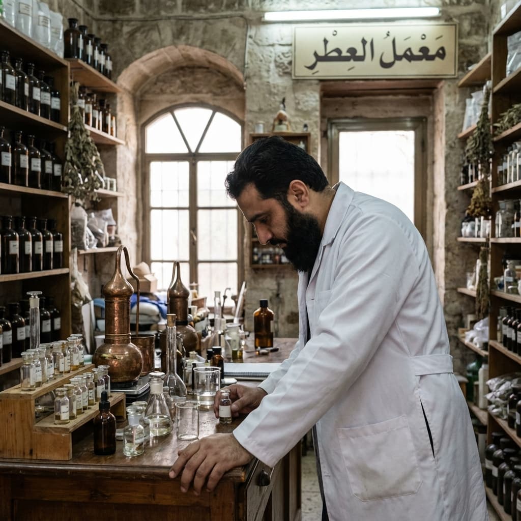 Master perfumer crafting traditional fragrances